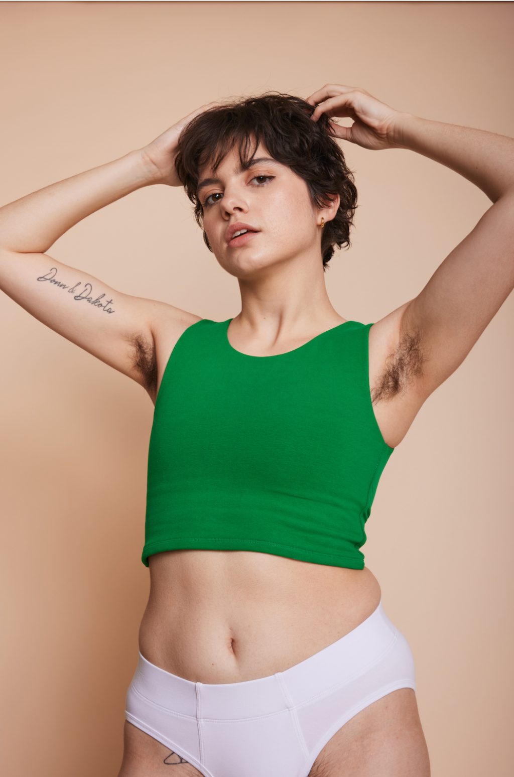 Urbody Half Tank cotton compression top in emerald