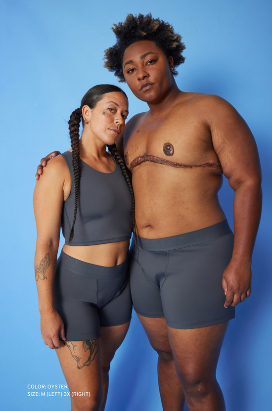 Urbody Compression Short in Oyster, Size Medium (Left) and 3X (Right)