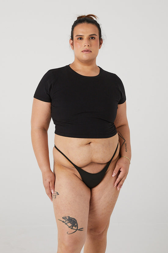 The Gaff in Black paired with the Cropped Cotton Tee in Black